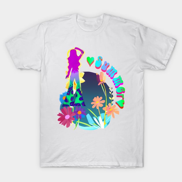 Retro Summer Flowers T-Shirt by iZiets